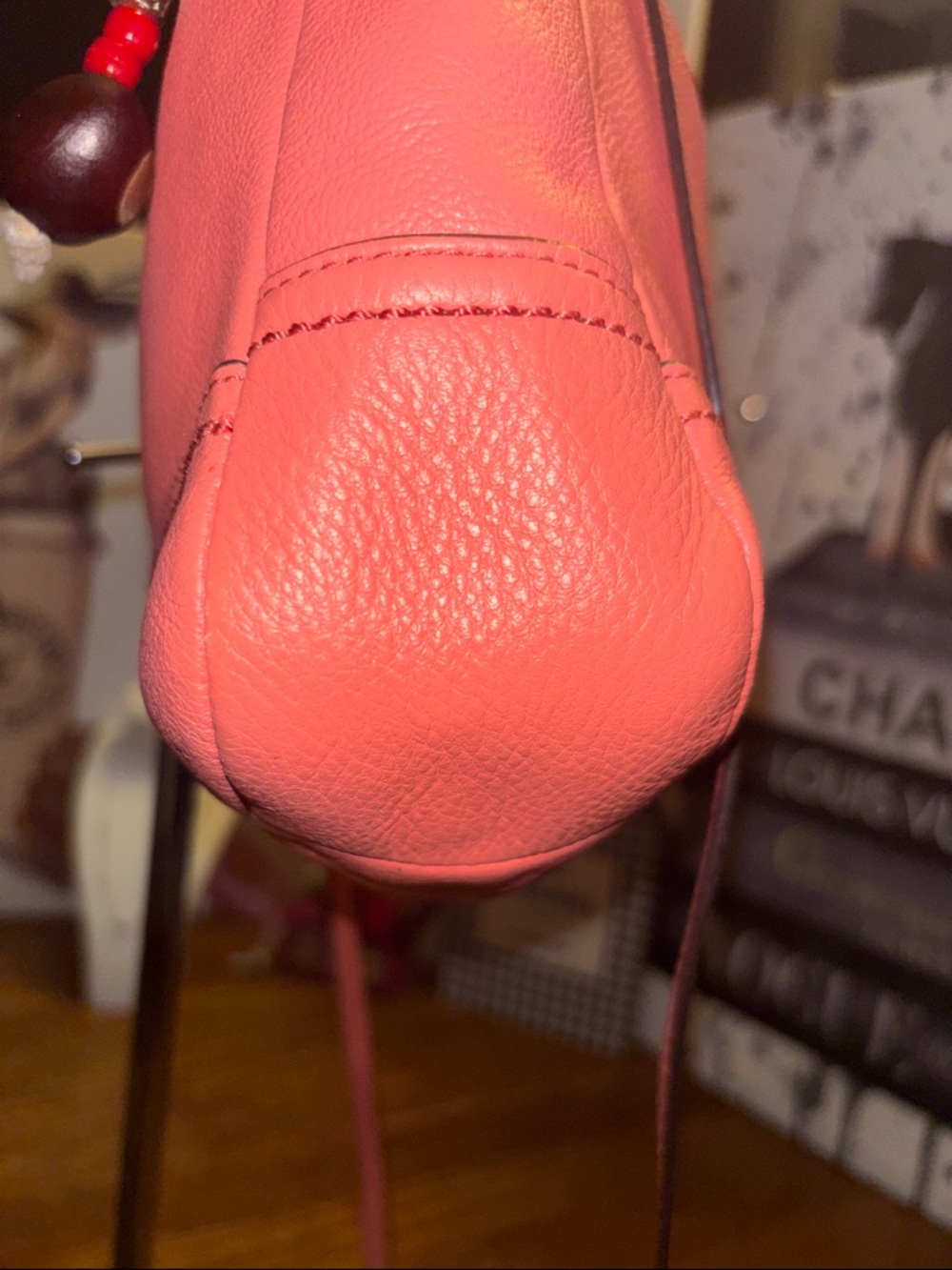 Coach Pebbled Leather Crossbody Bag Coral Pink Adjustable Strap - Picture 8 of 12